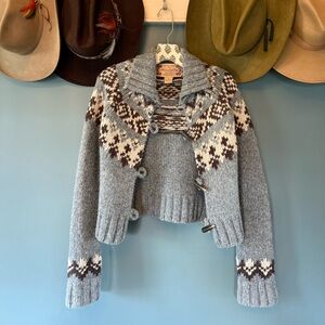Vintage ABERCROMBIE & FITCH Wool Nordic Cardigan Ski Sweater sz medium